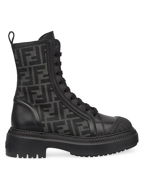 fendi jacquard ff lug-sole combat boots|fendi boots for women.